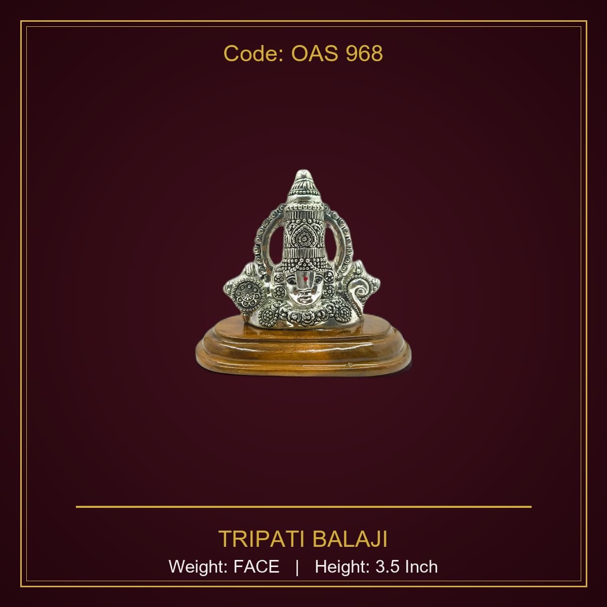 999 Silver Tripati Balaji Face