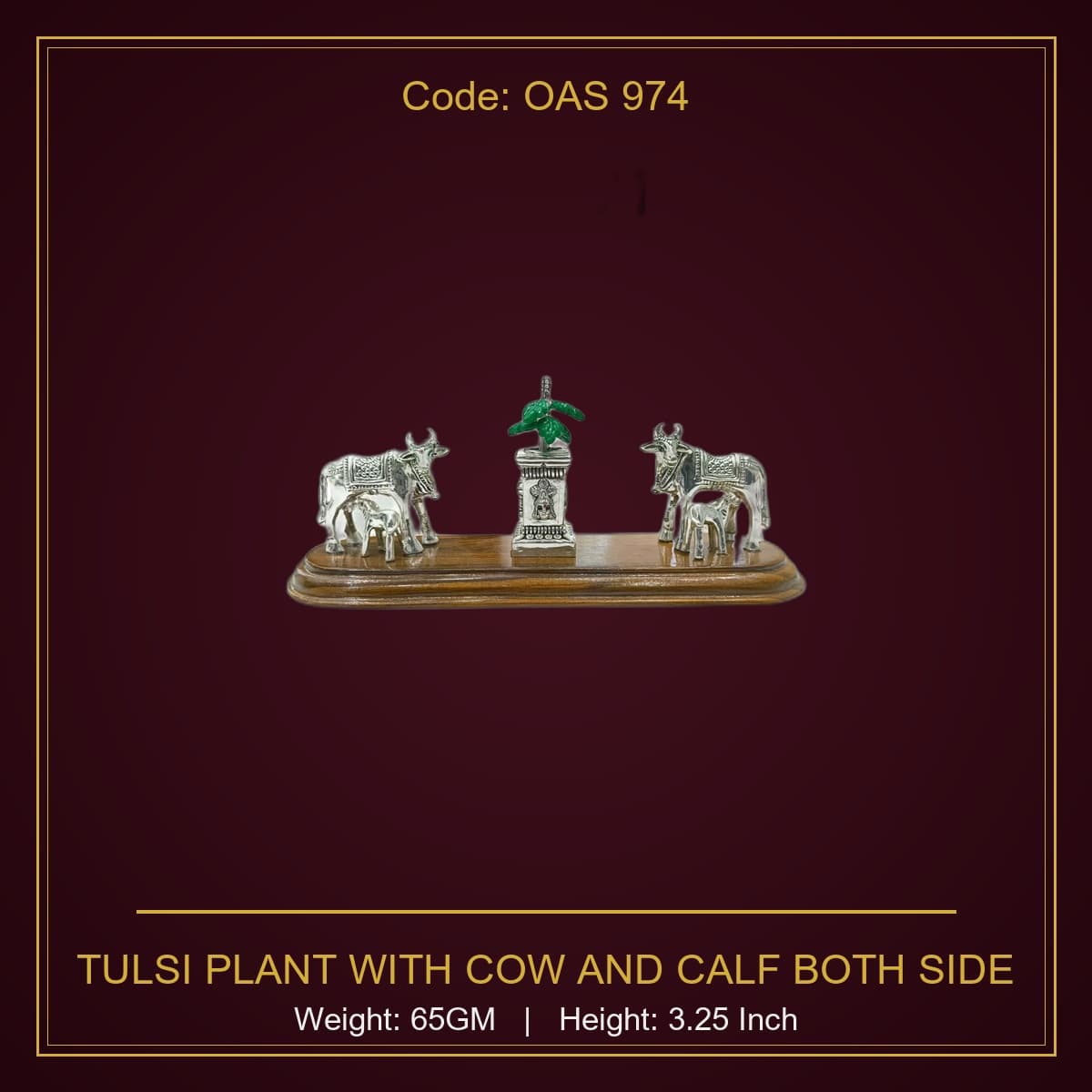 999 Silver Tulsi Plant With Cow And Calf Both Side