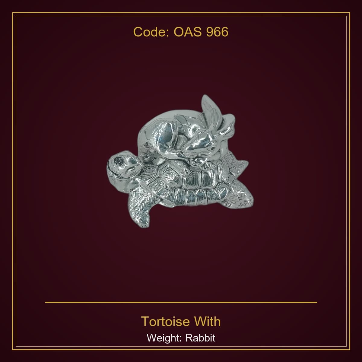 999 Silver Tortoise With Rabbit