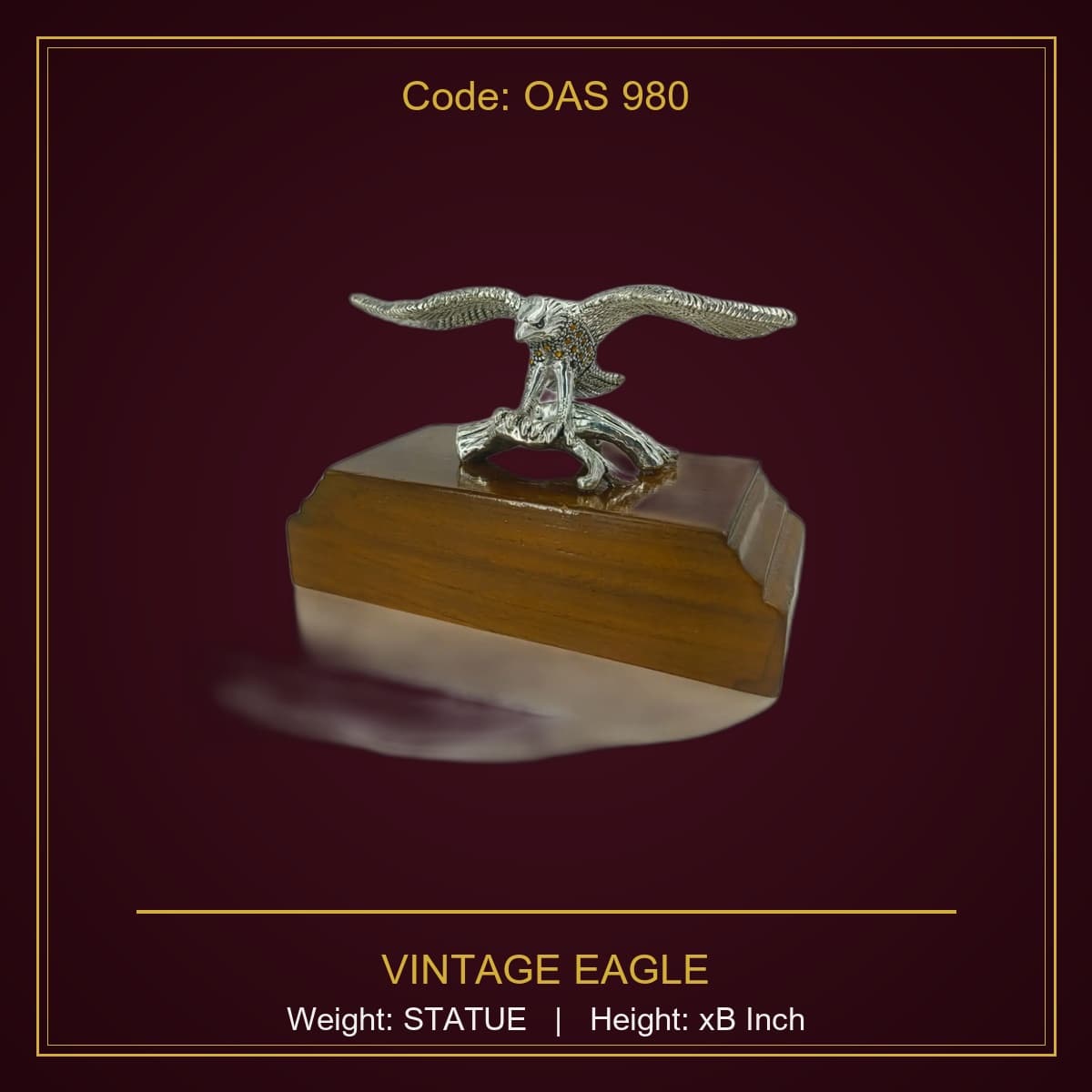 999 Silver Vintage Eagle Statue